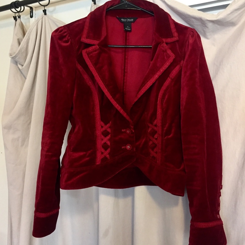 WHBM Red Velvet Jacket with Lacing